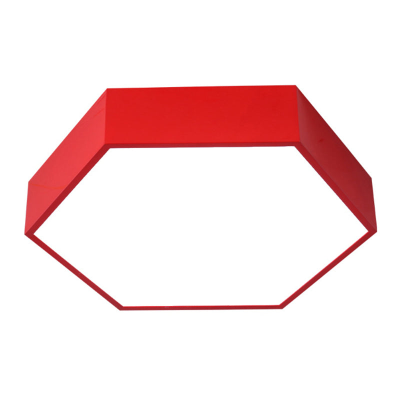 Hexagonal Flush Ceiling Light Simplicity Metallic Kindergarten LED Flush Mount Lighting Fixture Red Clearhalo 'Ceiling Lights' 'Close To Ceiling Lights' 'Close to ceiling' 'Flush mount' Lighting' 2204353