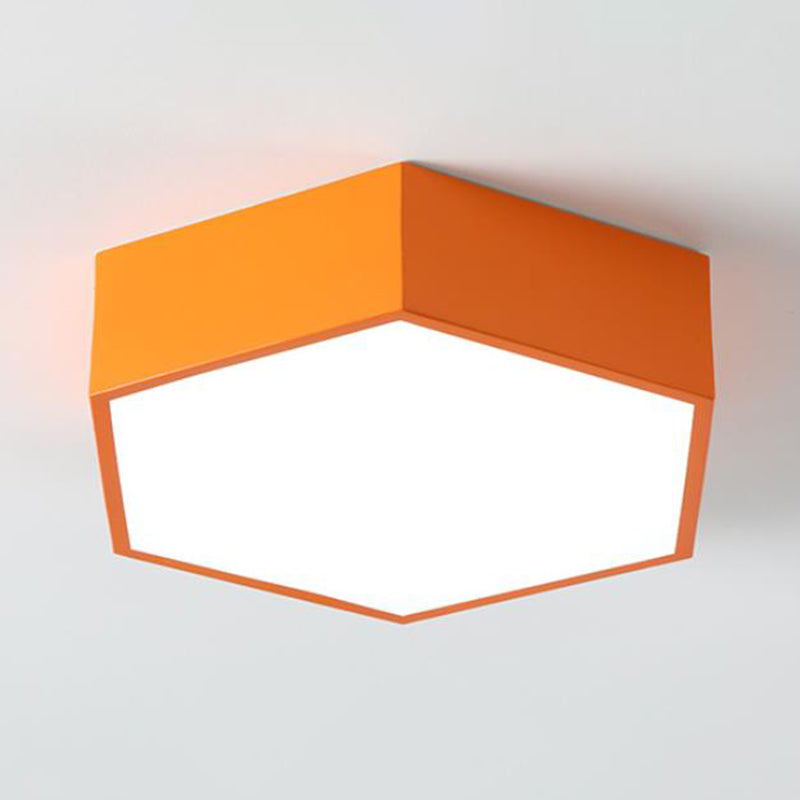 Hexagon Shaped LED Flush Mount Lighting Minimalist Acrylic Nursery Ceiling Light Flush Mount Orange Clearhalo 'Ceiling Lights' 'Close To Ceiling Lights' 'Close to ceiling' 'Flush mount' Lighting' 2204356