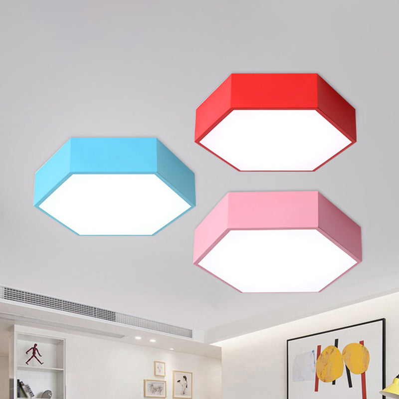 Hexagon Shaped LED Flush Mount Lighting Minimalist Acrylic Nursery Ceiling Light Flush Mount Clearhalo 'Ceiling Lights' 'Close To Ceiling Lights' 'Close to ceiling' 'Flush mount' Lighting' 2204358