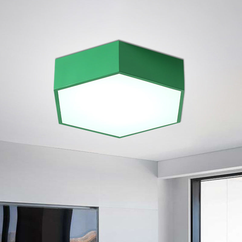 Hexagon Shaped LED Flush Mount Lighting Minimalist Acrylic Nursery Ceiling Light Flush Mount Green Clearhalo 'Ceiling Lights' 'Close To Ceiling Lights' 'Close to ceiling' 'Flush mount' Lighting' 2204359