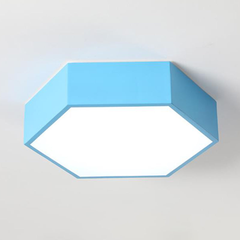 Hexagon Shaped LED Flush Mount Lighting Minimalist Acrylic Nursery Ceiling Light Flush Mount Blue Clearhalo 'Ceiling Lights' 'Close To Ceiling Lights' 'Close to ceiling' 'Flush mount' Lighting' 2204361