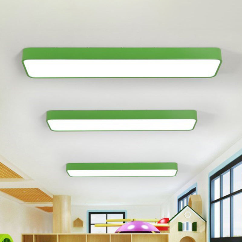 Kids Style Rectangular Flush Mount Lighting Acrylic Nursery LED Flush Mount Fixture Green Clearhalo 'Ceiling Lights' 'Close To Ceiling Lights' 'Close to ceiling' 'Flush mount' Lighting' 2204365