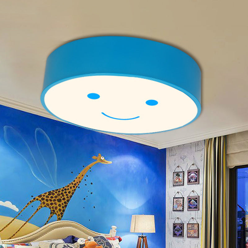 Smiling Face Nursery Flush Ceiling Light Acrylic Kids LED Flush Mount Lighting Fixture Blue Clearhalo 'Ceiling Lights' 'Close To Ceiling Lights' 'Close to ceiling' 'Flush mount' Lighting' 2204378