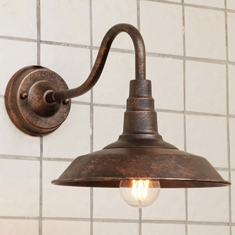 Simplicity Pot Lid Wall Mount Light Single Iron Wall Light Fixture for Restaurant Rust Clearhalo 'Art deco wall lights' 'Cast Iron' 'Glass' 'Industrial wall lights' 'Industrial' 'Middle century wall lights' 'Modern' 'Rustic wall lights' 'Tiffany' 'Traditional wall lights' 'Wall Lamps & Sconces' 'Wall Lights' Lighting' 2204428