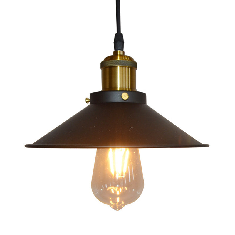 Black Flared Shade Hanging Light Simplicity Metallic 1��Bulb Restaurant Pendant Light Fixture Clearhalo 'Ceiling Lights' 'Industrial Pendants' 'Industrial' 'Middle Century Pendants' 'Pendant Lights' 'Pendants' 'Tiffany' Lighting' 2204465