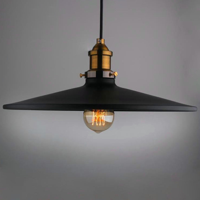 Black Flared Shade Hanging Light Simplicity Metallic 1 Bulb Restaurant Pendant Light Fixture Black 14