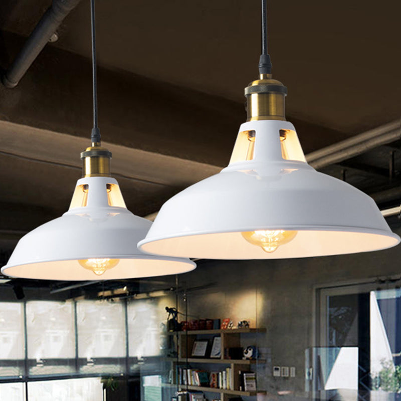 Metallic Pot Lid Suspension Lighting Retro Style 1 Head Restaurant Pendant Ceiling Light White Clearhalo 'Art Deco Pendants' 'Black' 'Cast Iron' 'Ceiling Lights' 'Ceramic' 'Crystal' 'Industrial' 'Metal' 'Pendant Lights' 'Rustic Pendants' 'Tiffany' Lighting' 2204539