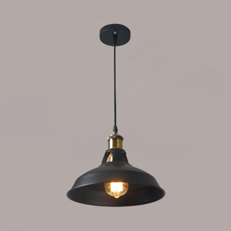 Metallic Pot Lid Suspension Lighting Retro Style 1 Head Restaurant Pendant Ceiling Light Black Clearhalo 'Art Deco Pendants' 'Black' 'Cast Iron' 'Ceiling Lights' 'Ceramic' 'Crystal' 'Industrial' 'Metal' 'Pendant Lights' 'Rustic Pendants' 'Tiffany' Lighting' 2204544