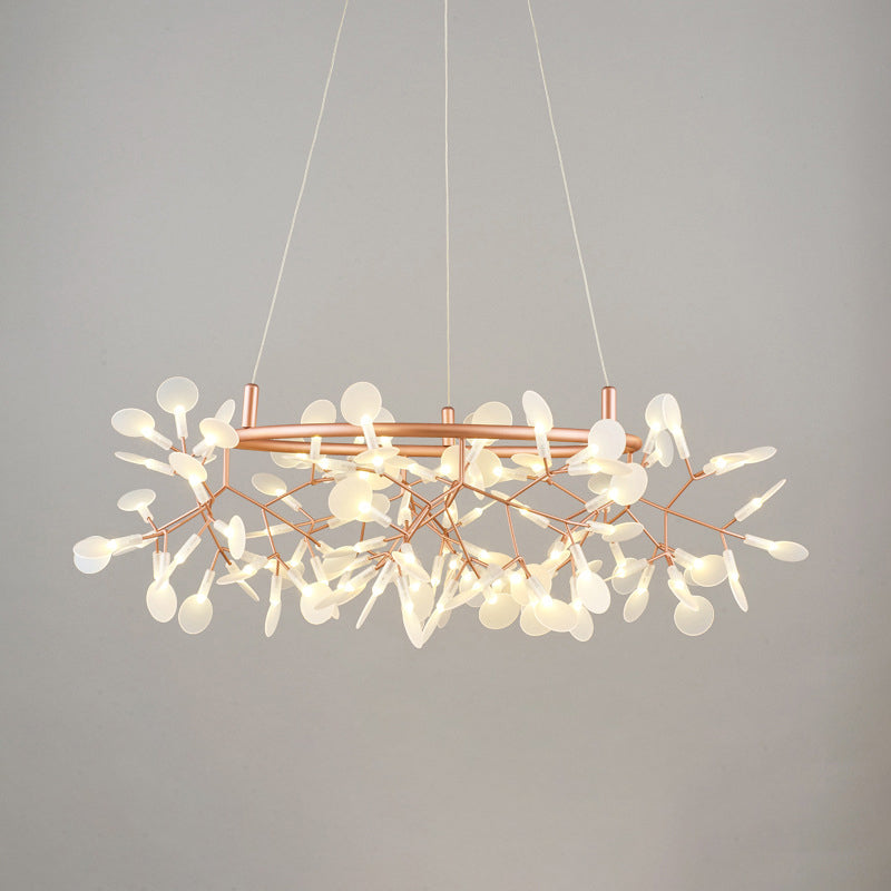 Firefly Bedroom LED Ceiling Lighting Acrylic Postmodern Chandelier Light Fixture in Rose Gold 108 Rose Gold Clearhalo 'Ceiling Lights' 'Chandeliers' 'Modern Chandeliers' 'Modern' Lighting' 2205045