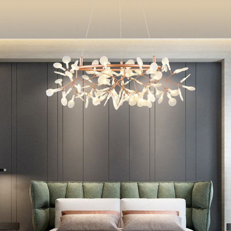 Firefly Bedroom LED Ceiling Lighting Acrylic Postmodern Chandelier Light Fixture in Rose Gold Clearhalo 'Ceiling Lights' 'Chandeliers' 'Modern Chandeliers' 'Modern' Lighting' 2205046