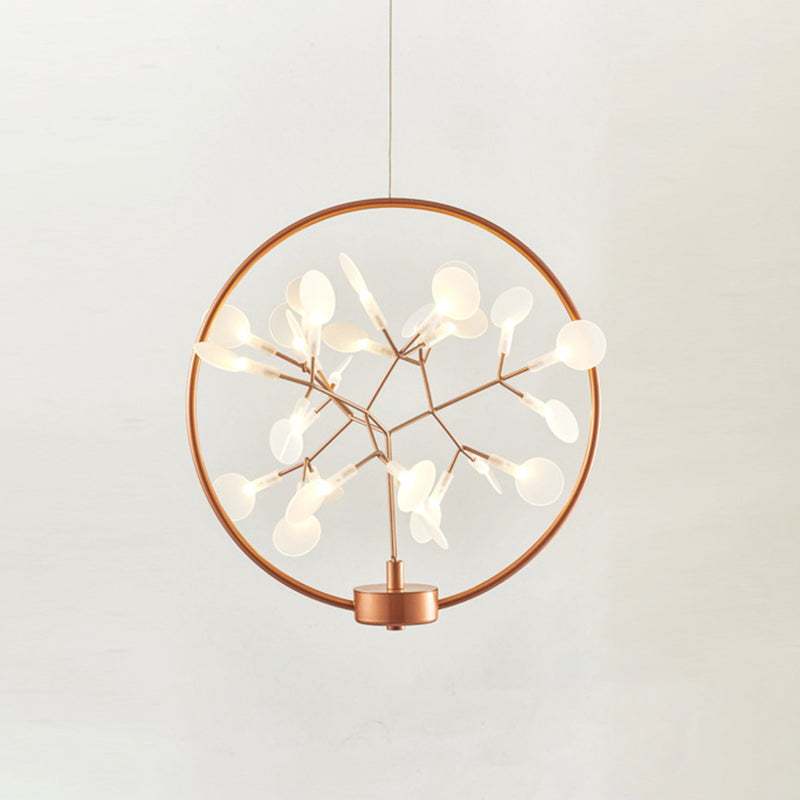 Firefly Bedroom LED Ceiling Lighting Acrylic Postmodern Chandelier Light Fixture in Rose Gold 27 Rose Gold Clearhalo 'Ceiling Lights' 'Chandeliers' 'Modern Chandeliers' 'Modern' Lighting' 2205051