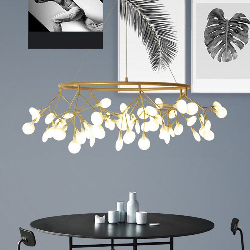 Firefly Shade Chandelier Pendant Light Nordic Living Room LED Hanging Light in Gold 81 Gold Clearhalo 'Ceiling Lights' 'Chandeliers' 'Modern Chandeliers' 'Modern' Lighting' 2205052