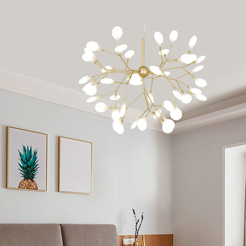 Firefly Shade Chandelier Pendant Light Nordic Living Room LED Hanging Light in Gold 45 Gold Clearhalo 'Ceiling Lights' 'Chandeliers' 'Modern Chandeliers' 'Modern' Lighting' 2205053