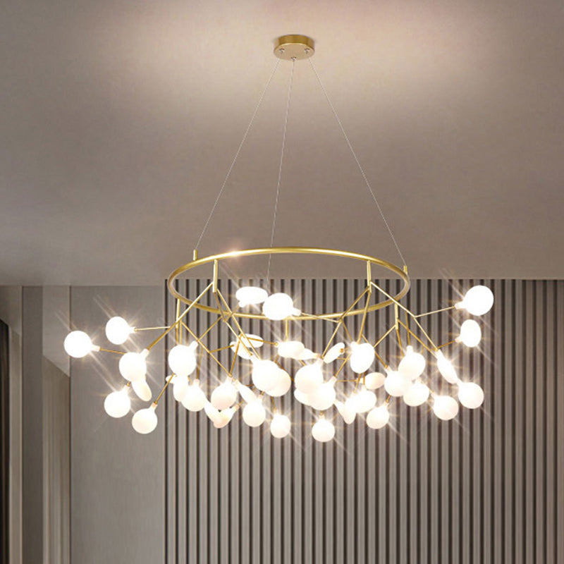 Sputnik Firefly Dining Room LED Ceiling Lighting Acrylic Post-Modern Chandelier Light Fixture in Gold 45 Gold Clearhalo 'Ceiling Lights' 'Chandeliers' 'Modern Chandeliers' 'Modern' Lighting' 2205075