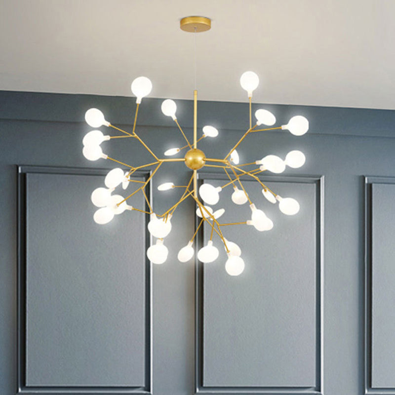 Sputnik Firefly Dining Room LED Ceiling Lighting Acrylic Post-Modern Chandelier Light Fixture in Gold 36 Gold Clearhalo 'Ceiling Lights' 'Chandeliers' 'Modern Chandeliers' 'Modern' Lighting' 2205076