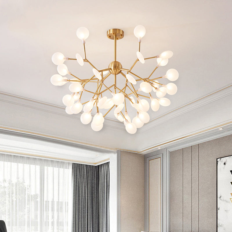 Branched Firefly Acrylic Chandelier Pendant Light Nordic Gold LED Hanging Light for Bedroom Clearhalo 'Ceiling Lights' 'Chandeliers' 'Modern Chandeliers' 'Modern' Lighting' 2205081