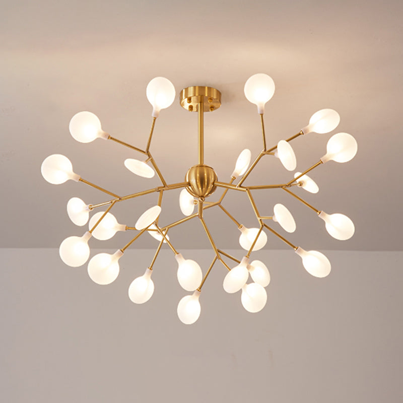 Branched Firefly Acrylic Chandelier Pendant Light Nordic Gold LED Hanging Light for Bedroom Clearhalo 'Ceiling Lights' 'Chandeliers' 'Modern Chandeliers' 'Modern' Lighting' 2205085