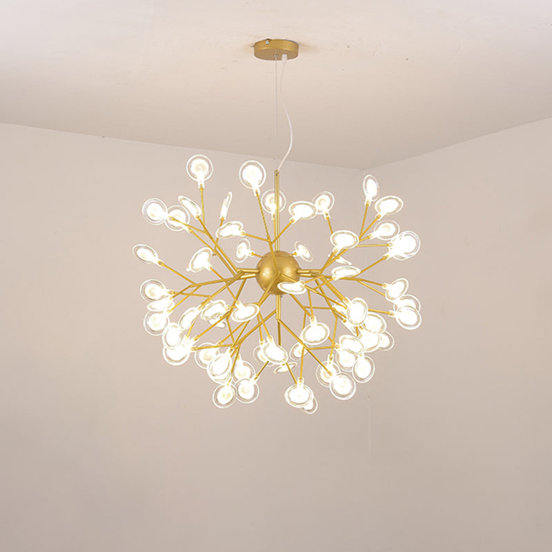 Sputnik Firefly LED Suspension Light Minimalist Acrylic Bedroom Chandelier Lighting 63 Gold Clearhalo 'Ceiling Lights' 'Chandeliers' 'Modern Chandeliers' 'Modern' Lighting' 2205091