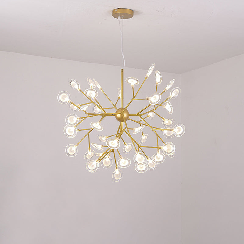 Sputnik Firefly LED Suspension Light Minimalist Acrylic Bedroom Chandelier Lighting 45 Gold Clearhalo 'Ceiling Lights' 'Chandeliers' 'Modern Chandeliers' 'Modern' Lighting' 2205095