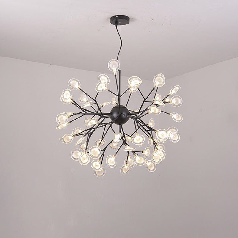 Sputnik Firefly LED Suspension Light Minimalist Acrylic Bedroom Chandelier Lighting 63 Black Clearhalo 'Ceiling Lights' 'Chandeliers' 'Modern Chandeliers' 'Modern' Lighting' 2205098