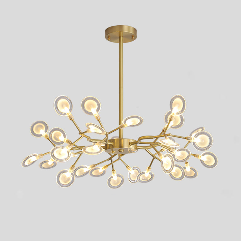 Tree Branch LED Ceiling Lighting Postmodern Metallic Living Room Chandelier Light Fixture 30 Brass A Clearhalo 'Ceiling Lights' 'Chandeliers' 'Glass shade' 'Glass' 'Modern Chandeliers' 'Modern' Lighting' 2205160