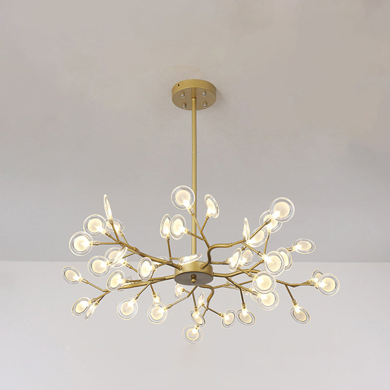 Simplistic Firefly Chandelier Pendant Light Acrylic Living Room LED Hanging Light 45 Gold Clearhalo 'Ceiling Lights' 'Chandeliers' 'Modern Chandeliers' 'Modern' Lighting' 2205180