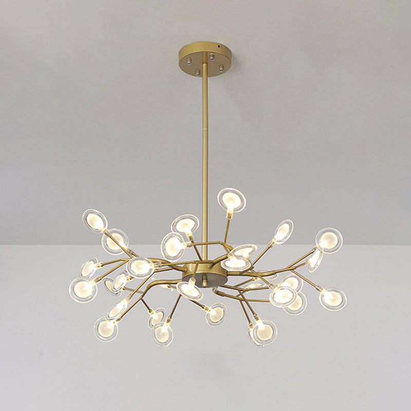 Simplistic Firefly Chandelier Pendant Light Acrylic Living Room LED Hanging Light 36 Gold Clearhalo 'Ceiling Lights' 'Chandeliers' 'Modern Chandeliers' 'Modern' Lighting' 2205181