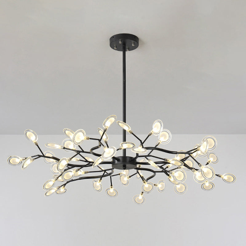 Simplistic Firefly Chandelier Pendant Light Acrylic Living Room LED Hanging Light 54 Black Clearhalo 'Ceiling Lights' 'Chandeliers' 'Modern Chandeliers' 'Modern' Lighting' 2205183