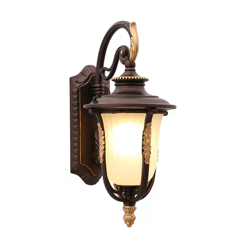 Vintage Bell Wall Light Fixture Single Frosted Rib Glass Wall Mounted Lamp in Coffee for Outdoor Coffee B Clearhalo 'Wall Lamps & Sconces' 'Wall Lights' Lighting' 2205237