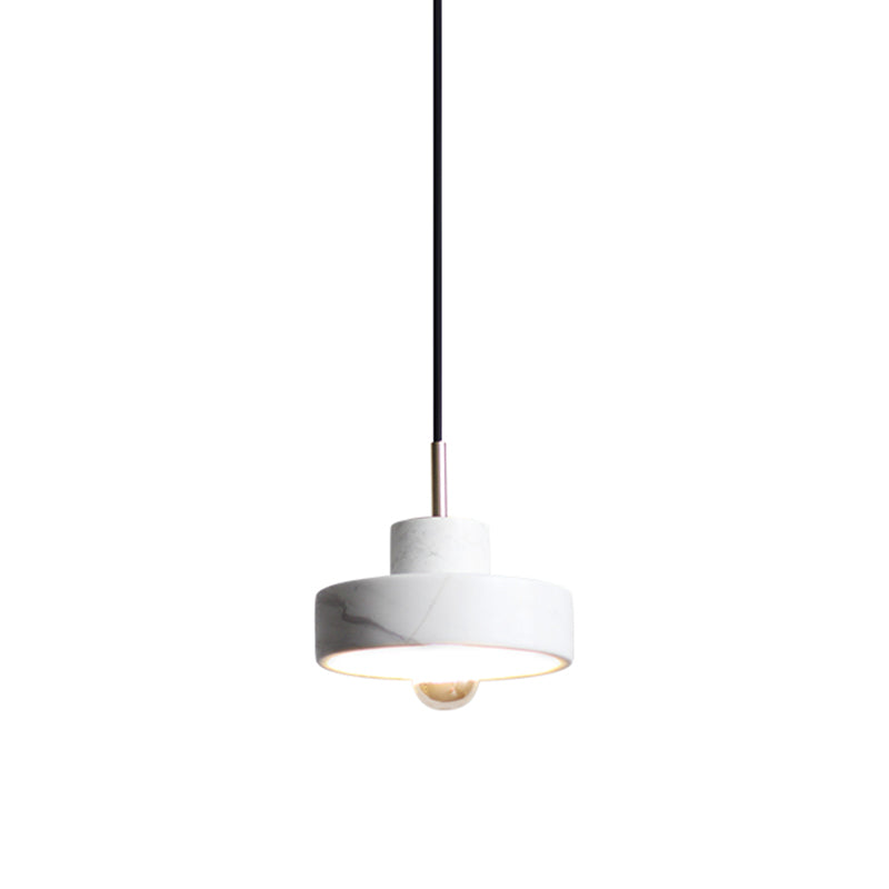 Lid Shaped Ceiling Light Minimalistic Stone Single Living Room Hanging Pendant Light in White Clearhalo 'Ceiling Lights' 'Modern Pendants' 'Modern' 'Pendant Lights' 'Pendants' Lighting' 2205352