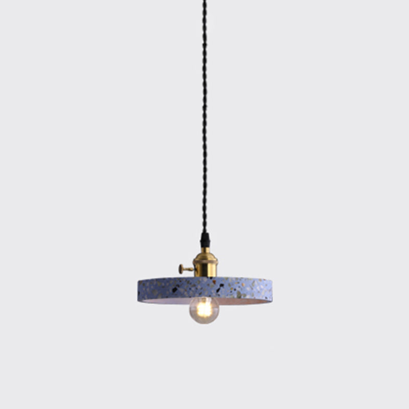 Geometric Dining Room Suspension Lighting Terrazzo 1��Head Minimalistic Pendant Ceiling Light Blue Round Clearhalo 'Ceiling Lights' 'Modern Pendants' 'Modern' 'Pendant Lights' 'Pendants' Lighting' 2205392