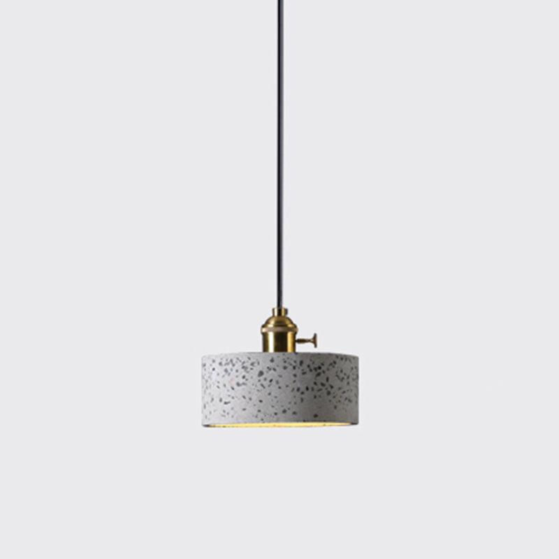 Geometric Dining Room Suspension Lighting Terrazzo 1��Head Minimalistic Pendant Ceiling Light White Drum Clearhalo 'Ceiling Lights' 'Modern Pendants' 'Modern' 'Pendant Lights' 'Pendants' Lighting' 2205399