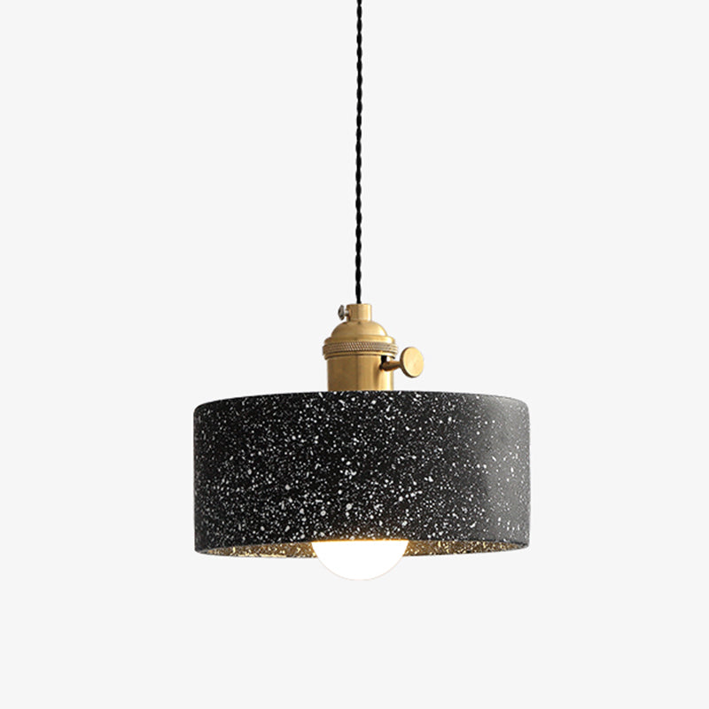 Terrazzo Geometric Suspension Light Minimalistic 1-Light Pendant Light for Dining Room Grey Drum Clearhalo 'Ceiling Lights' 'Modern Pendants' 'Modern' 'Pendant Lights' 'Pendants' Lighting' 2205438