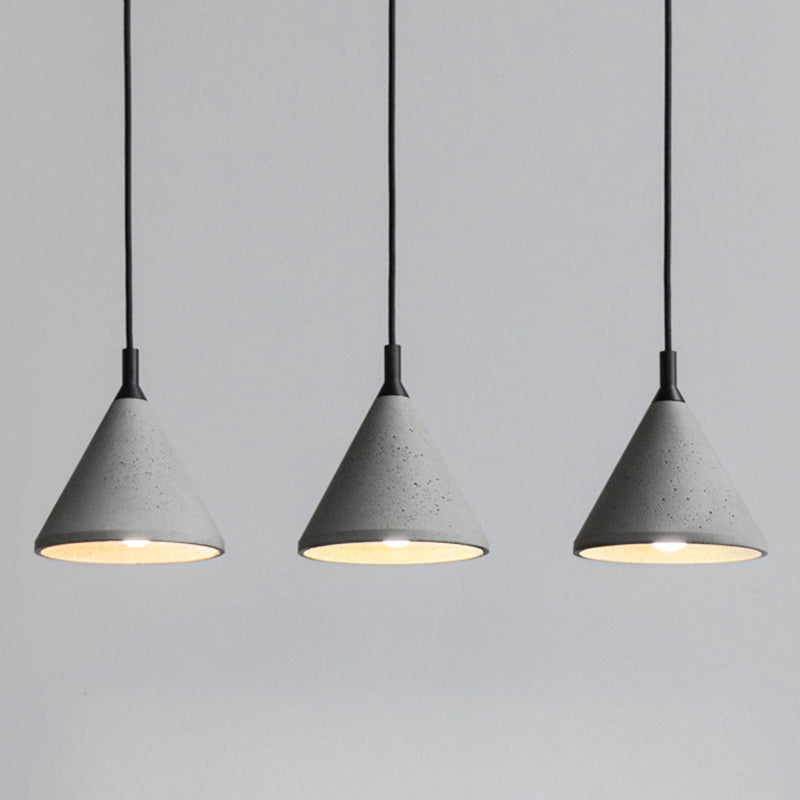 Nordic Style Conical Suspension Light Cement 1-Light Dining Room Pendant Light Fixture in Grey Clearhalo 'Ceiling Lights' 'Modern Pendants' 'Modern' 'Pendant Lights' 'Pendants' Lighting' 2205471