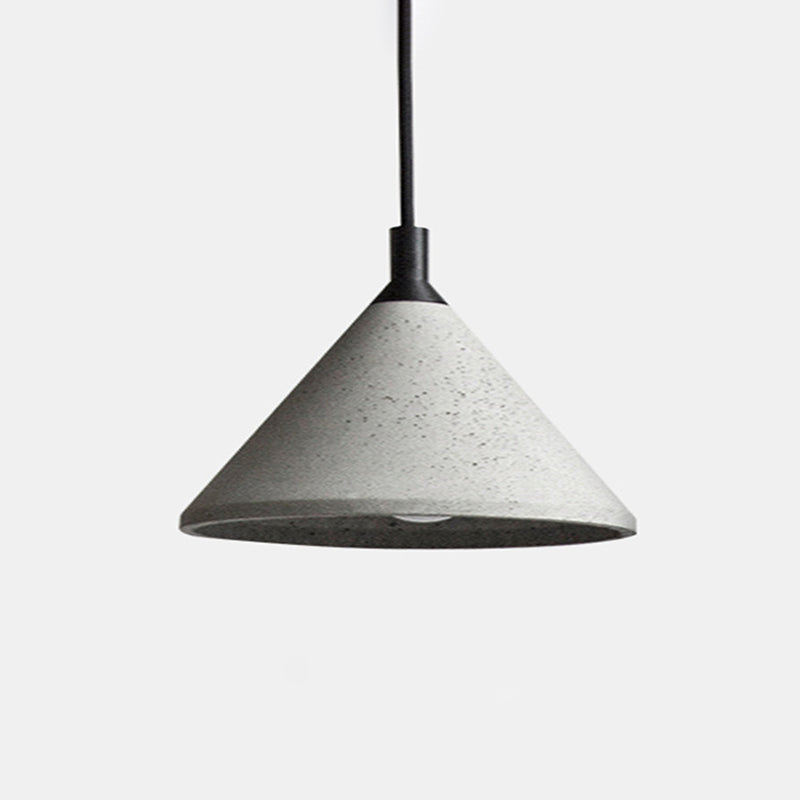 Nordic Style Conical Suspension Light Cement 1-Light Dining Room Pendant Light Fixture in Grey Grey 12