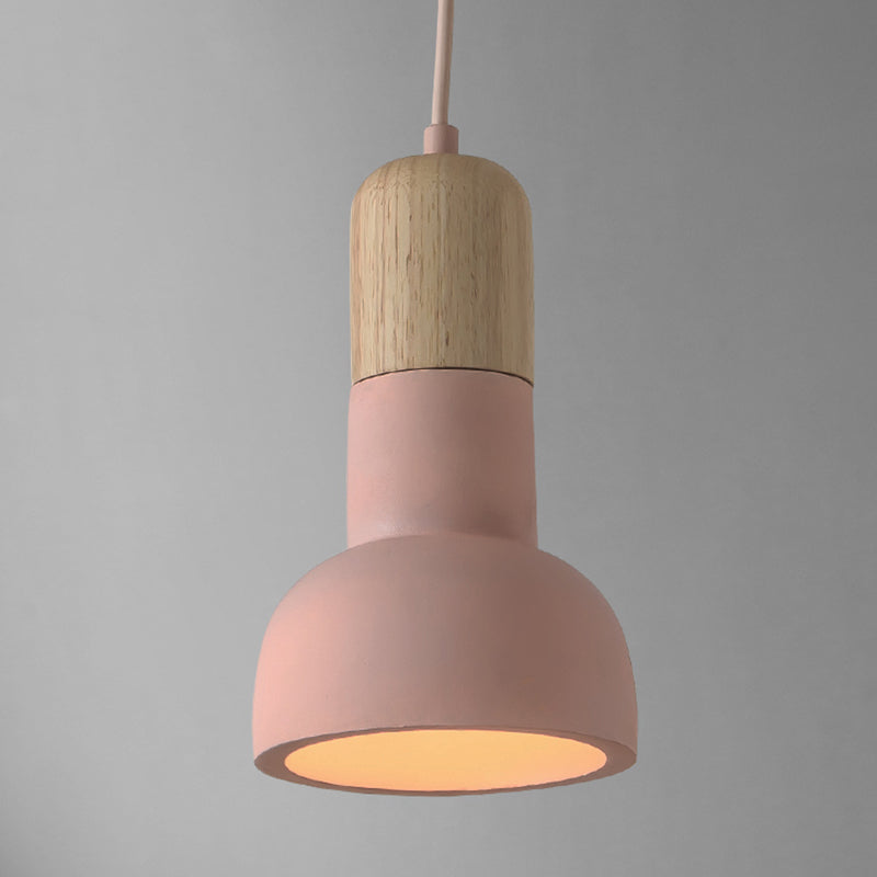 Flashlight Shaped Dining Room Hanging Lamp Cement 1��Head Minimalist Ceiling Lighting Pink Clearhalo 'Ceiling Lights' 'Modern Pendants' 'Modern' 'Pendant Lights' 'Pendants' Lighting' 2205510