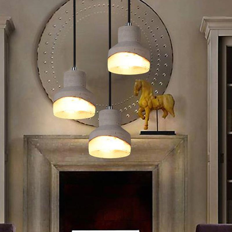 Contemporary Shaded Ceiling Light Cement 1-Light Restaurant Hanging Pendant Light in Grey Clearhalo 'Ceiling Lights' 'Modern Pendants' 'Modern' 'Pendant Lights' 'Pendants' Lighting' 2205529