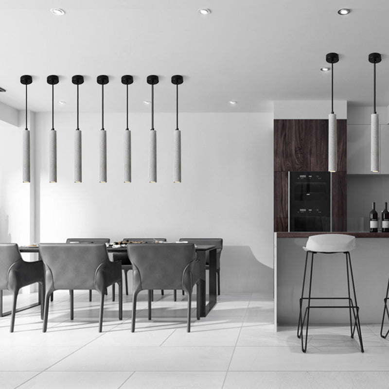 Cement Tube Suspension Lighting Simplicity 1-Light Pendant Ceiling Light for Dining Room Clearhalo 'Ceiling Lights' 'Modern Pendants' 'Modern' 'Pendant Lights' 'Pendants' Lighting' 2205570