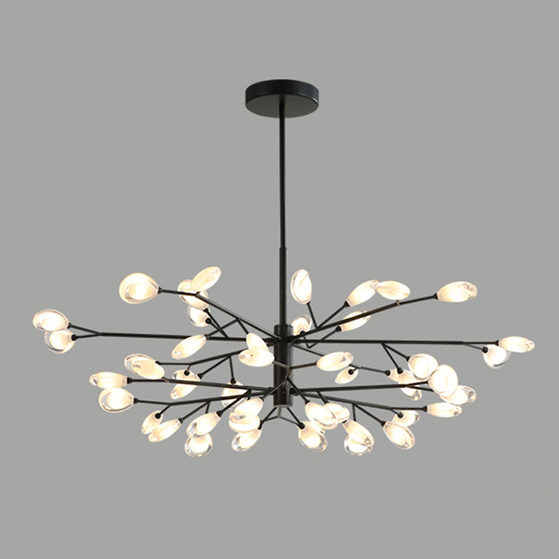 Sputnik Firefly Living Room LED Ceiling Lighting Acrylic Postmodern Chandelier Light Fixture 48 Black Clearhalo 'Ceiling Lights' 'Chandeliers' 'Modern Chandeliers' 'Modern' Lighting' 2205805