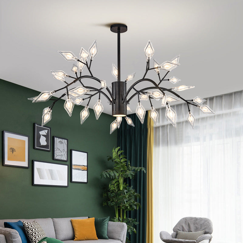 Simplicity Firefly Chandelier Light Acrylic Living Room LED Pendant Light Fixture 45 Black Clearhalo 'Ceiling Lights' 'Chandeliers' 'Modern Chandeliers' 'Modern' Lighting' 2205827