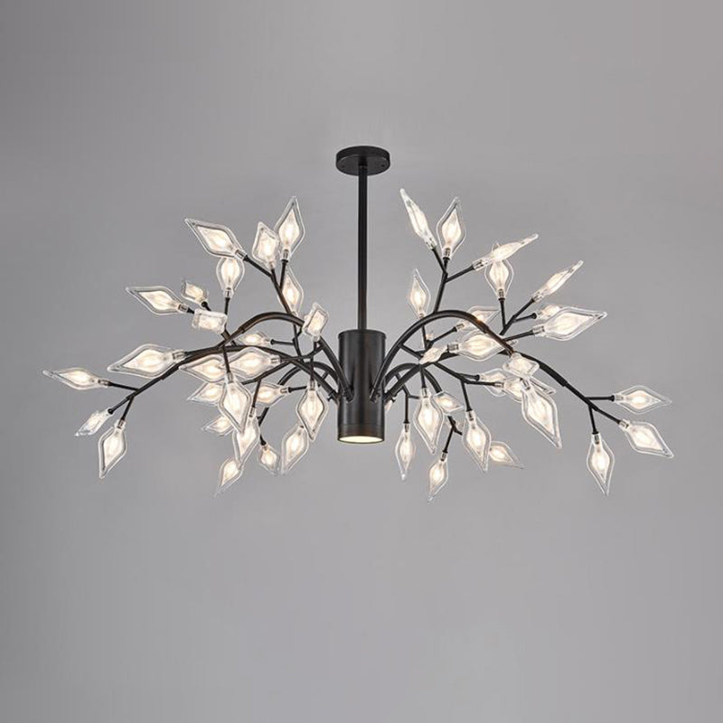 Simplicity Firefly Chandelier Light Acrylic Living Room LED Pendant Light Fixture 54 Black Clearhalo 'Ceiling Lights' 'Chandeliers' 'Modern Chandeliers' 'Modern' Lighting' 2205828