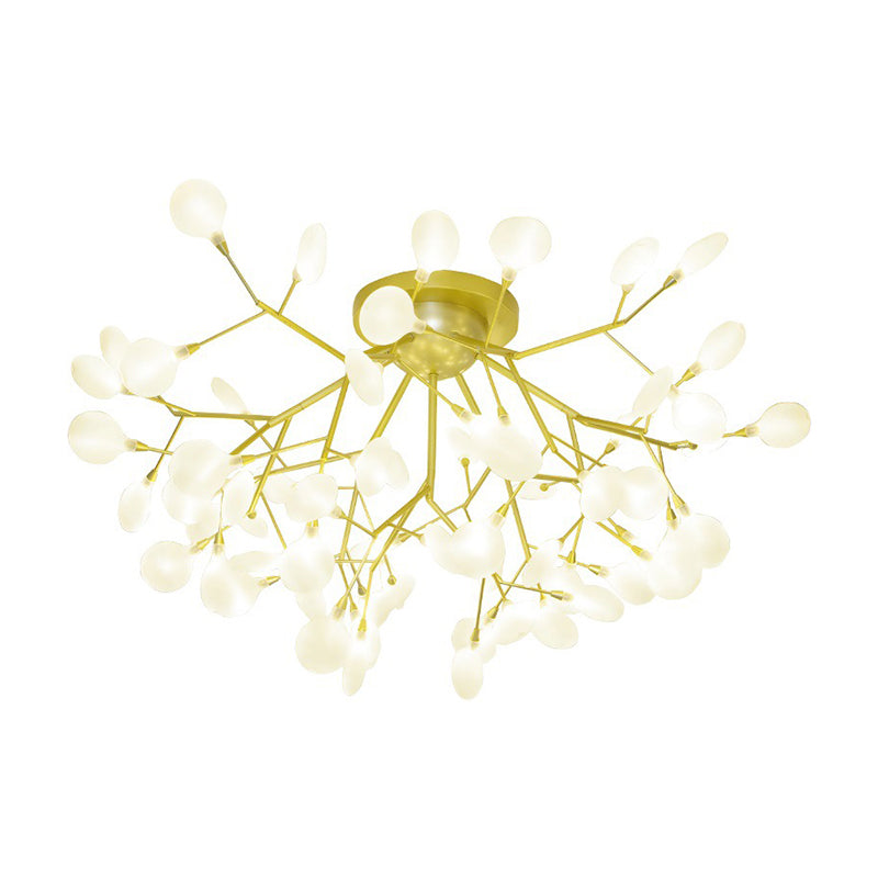 Tree Branch Living Room LED Semi Flush Metallic Postmodern Ceiling Mount Chandelier Clearhalo 'Ceiling Lights' 'Close To Ceiling Lights' 'Close to ceiling' 'Semi-flushmount' Lighting' 2205832