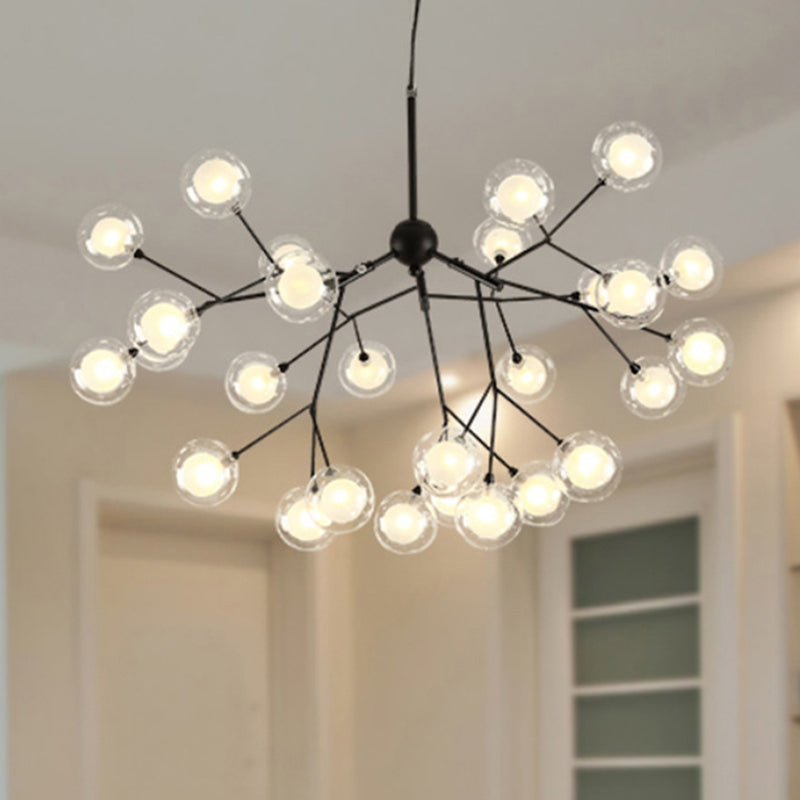 Round Chandelier Lighting Minimalist Clear Glass Black LED Pendant Light for Dining Room Clearhalo 'Ceiling Lights' 'Chandeliers' 'Modern Chandeliers' 'Modern' Lighting' 2205865