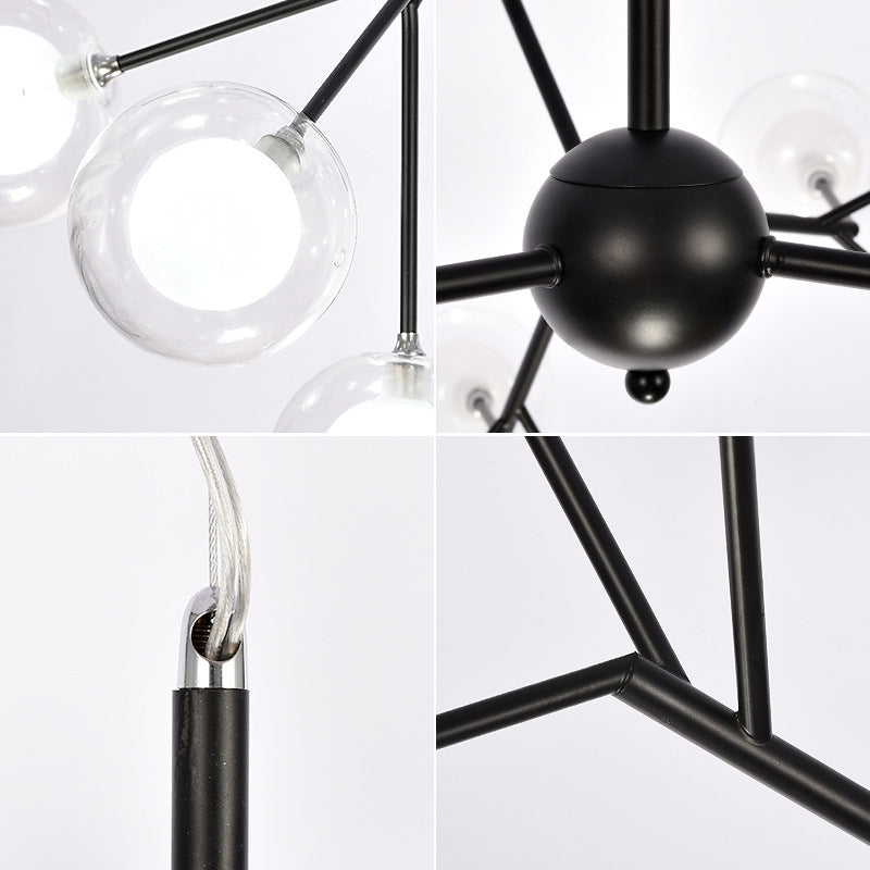 Round Chandelier Lighting Minimalist Clear Glass Black LED Pendant Light for Dining Room Clearhalo 'Ceiling Lights' 'Chandeliers' 'Modern Chandeliers' 'Modern' Lighting' 2205866