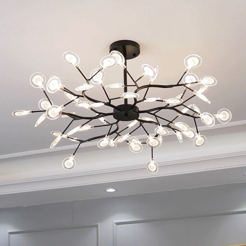 Branch Shaped Living Room LED Ceiling Lighting Metallic Postmodern Chandelier Light Fixture 45 Black Clearhalo 'Ceiling Lights' 'Chandeliers' 'Modern Chandeliers' 'Modern' Lighting' 2205868