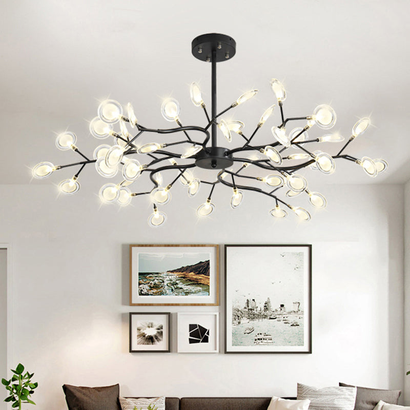 Branch Shaped Living Room LED Ceiling Lighting Metallic Postmodern Chandelier Light Fixture 54 Black Clearhalo 'Ceiling Lights' 'Chandeliers' 'Modern Chandeliers' 'Modern' Lighting' 2205870