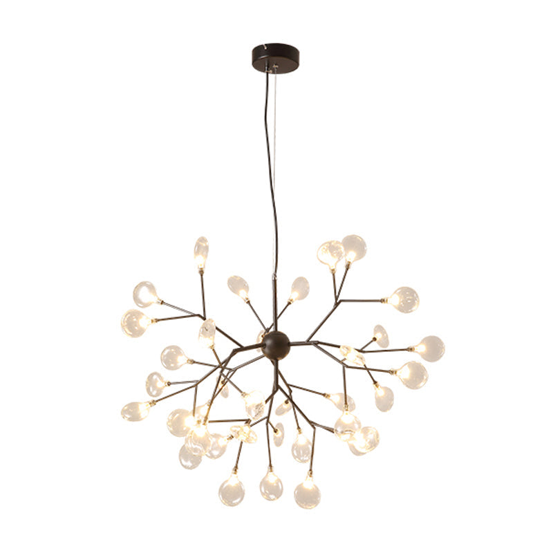 Nordic Style Sputnik Firefly LED Suspension Light Glass Living Room Chandelier Light 36 Black Clearhalo 'Ceiling Lights' 'Chandeliers' 'Modern Chandeliers' 'Modern' Lighting' 2205892