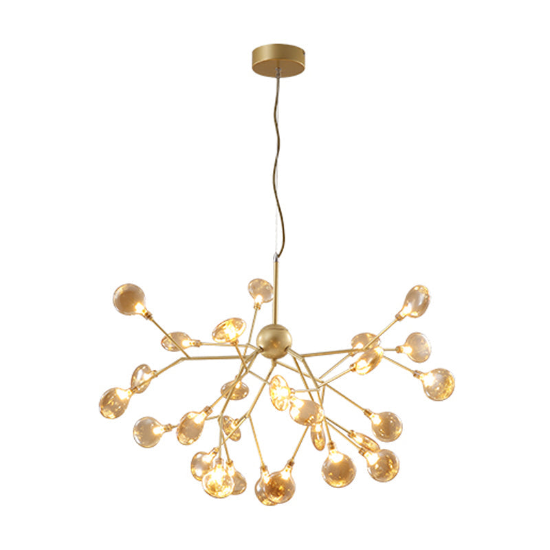 Nordic Style Sputnik Firefly LED Suspension Light Glass Living Room Chandelier Light 27 Gold Clearhalo 'Ceiling Lights' 'Chandeliers' 'Modern Chandeliers' 'Modern' Lighting' 2205895