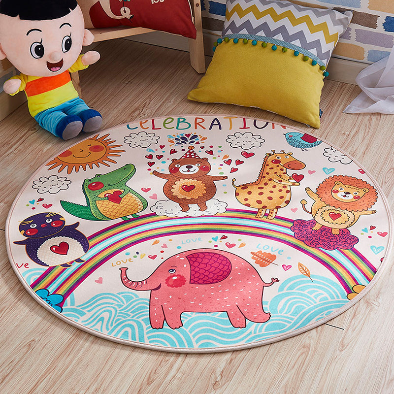 Multi Colored Comfort Rug Cotton Blend Animal Printed Rug Pet Friendly Easy Care Carpet for Childrens Room Clearhalo 'Area Rug' 'Rug' 2207889