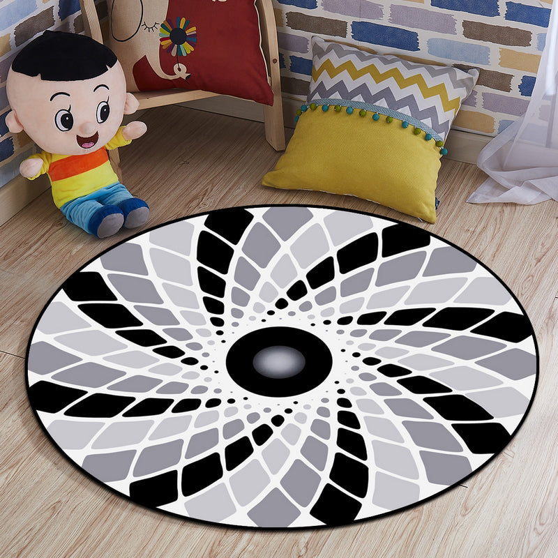 Multi Colored Comfort Rug Cotton Blend Animal Printed Rug Pet Friendly Easy Care Carpet for Childrens Room Black-White Clearhalo 'Area Rug' 'Rug' 2207897